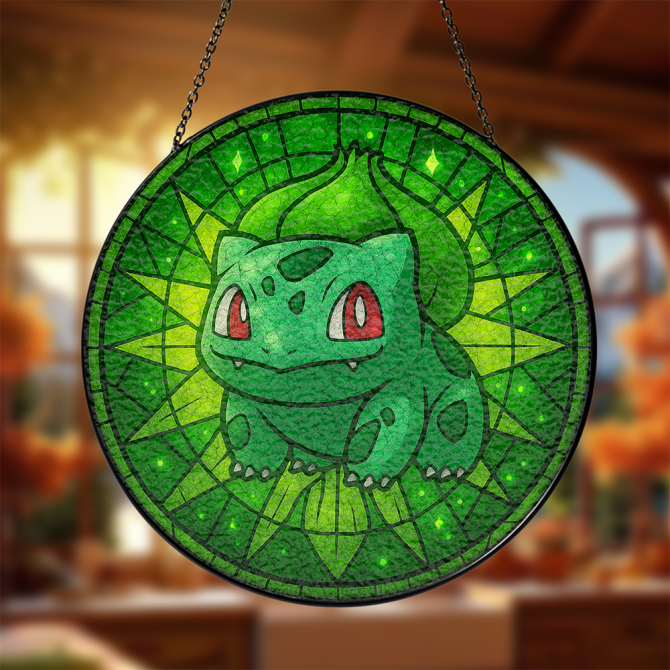 Stained Glass Style Green Creature Sun Catcher – Perfect Window Decor For Fans & Collectors