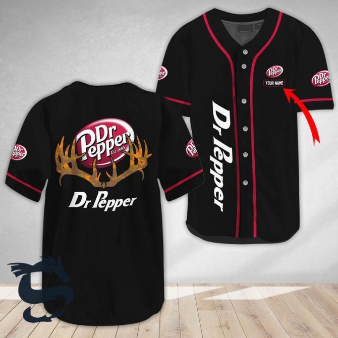 Custom Dr Pepper Baseball Jersey - Personalize Your Name, Premium Black Sportswear