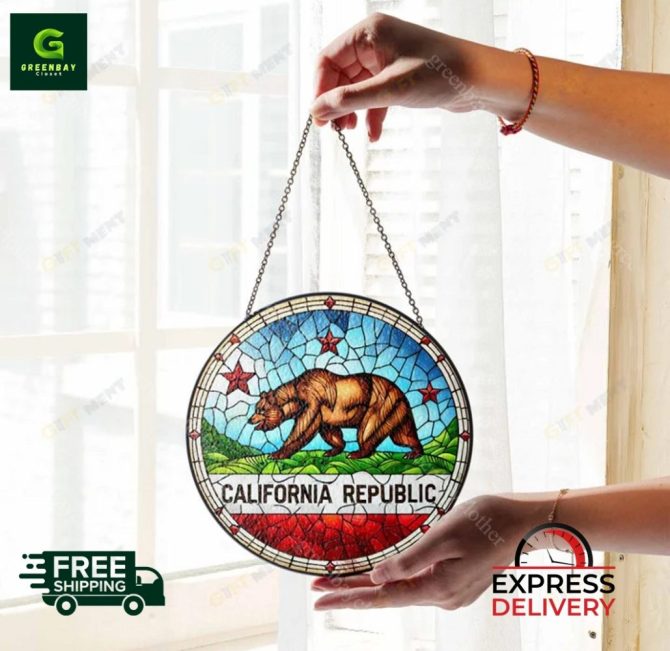 Stunning California Republic Stained Glass Suncatcher - Free Shipping & Express Delivery! - Image 4
