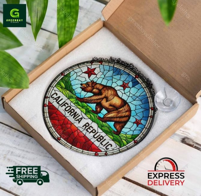 Stunning California Republic Stained Glass Suncatcher - Free Shipping & Express Delivery! - Image 5