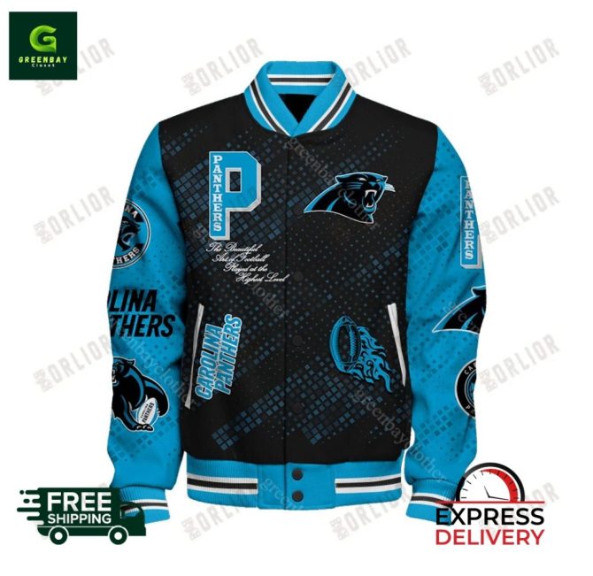 Carolina Panthers Varsity Jacket - Official Nfl Team Apparel With Free Express Shipping! - Image 2