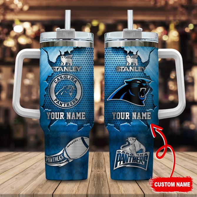 Custom Carolina Panthers Tumbler With Handle - Personalized Stanley Cup Gift