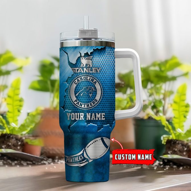 Custom Carolina Panthers Tumbler With Handle - Personalized Stanley Cup Gift - Image 2
