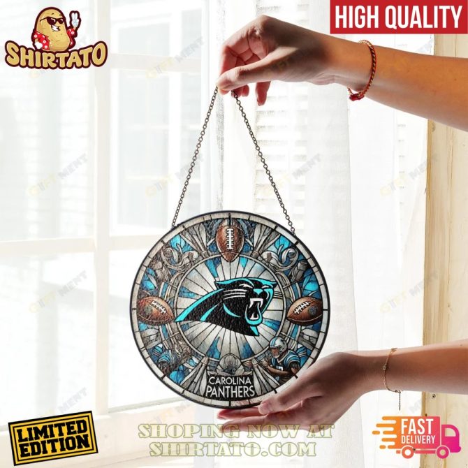 Limited Edition Carolina Panthers Stained Glass Hanging Art - Perfect Nfl Fan Gift! - Image 2