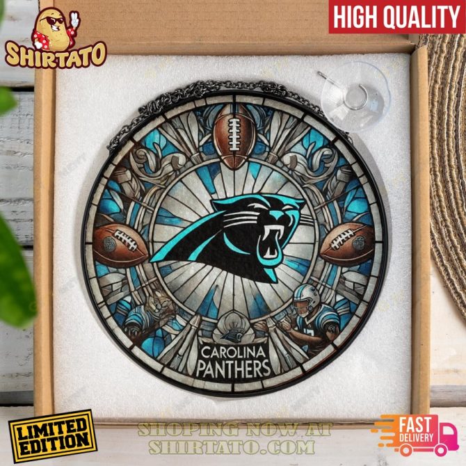 Limited Edition Carolina Panthers Stained Glass Hanging Art - Perfect Nfl Fan Gift! - Image 3