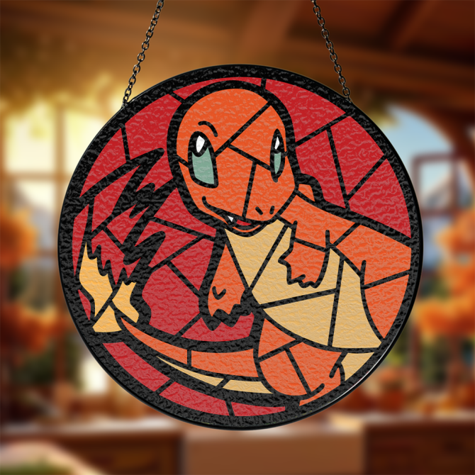 Stained Glass Charmander Suncatcher - Vibrant Pokemon Home Decor Art - Image 3
