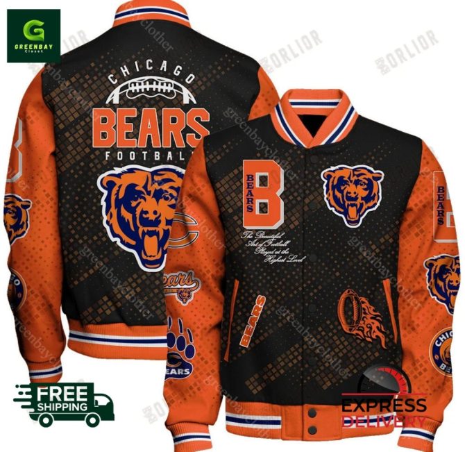 Chicago Bears Varsity Jacket - Limited Edition Football Fan Gear - Free Shipping!