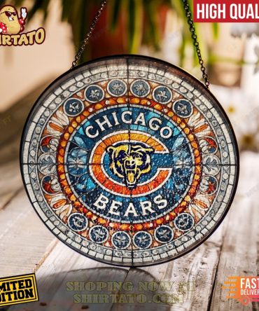 Limited Edition Chicago Bears Stained Glass Suncatcher - High Quality Decor, Fast Delivery!