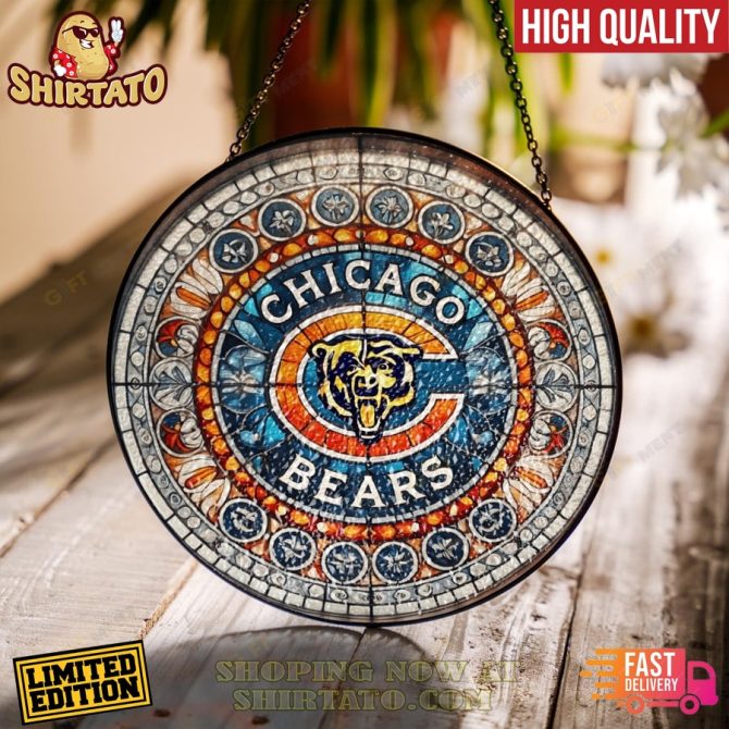 Limited Edition Chicago Bears Stained Glass Suncatcher - High Quality Decor, Fast Delivery!