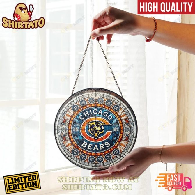 Limited Edition Chicago Bears Stained Glass Suncatcher - High Quality Decor, Fast Delivery! - Image 2