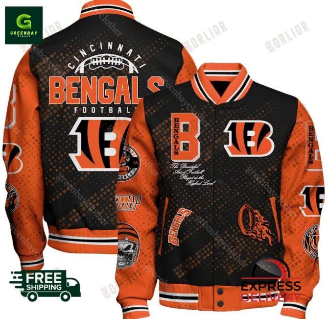 Cincinnati Bengals Vintage Bomber Jacket - Unisex Fan Gear , Free Shipping
