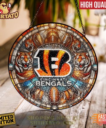 Cincinnati Bengals Stained Glass Suncatcher For Window Hanging Home Decor