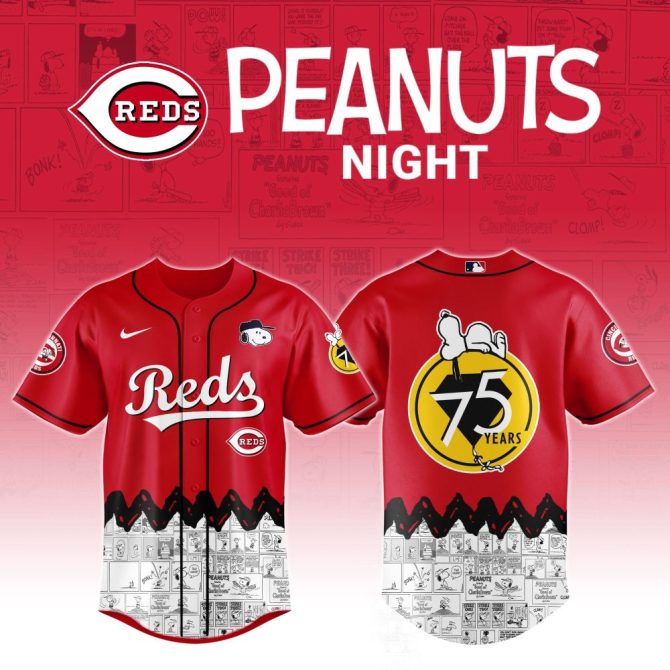 Limited Edition Reds Peanuts Night Jersey – Celebrate 75 Years With Snoopy Design