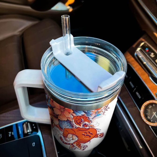 Customizable Clemson Fan Tumbler With Handle – Perfect Gift For Her, Personalize With Name! - Image 4