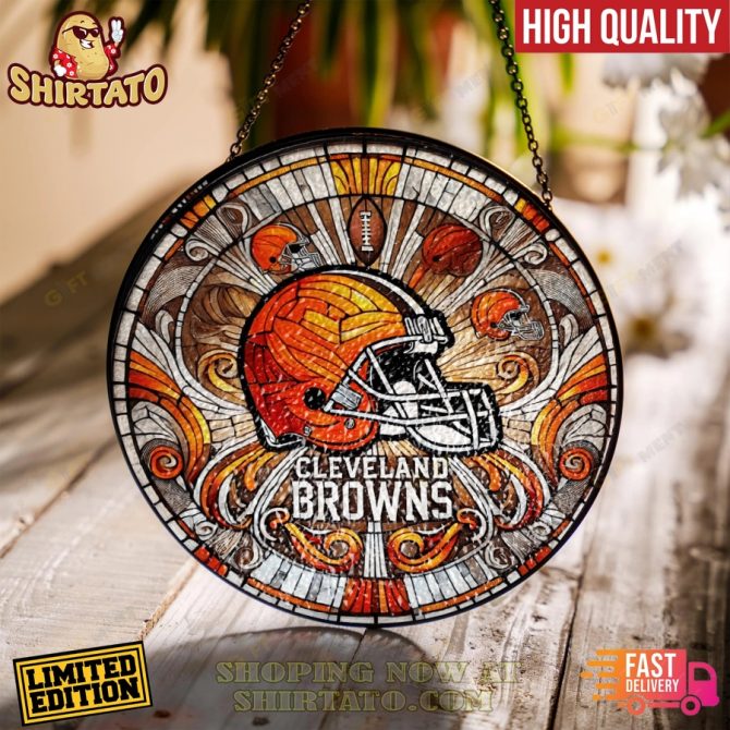 Cleveland Browns Stained Glass Art - Limited Edition High Quality Decor, Fast Delivery!