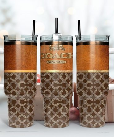Coach Leather Pattern Custom Stanley Tumbler Cup 40 Oz, Tumbler With Handle