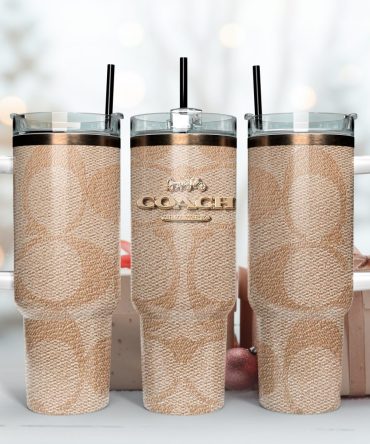 Coach Logo Leather Pattern Custom Stanley Tumbler Cup 40 Oz, Tumbler With Handle