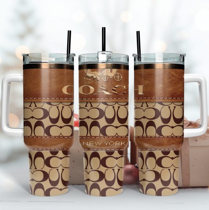 Coach New York Logo Custom Stanley Tumbler Cup 40 Oz Tumbler With Handle