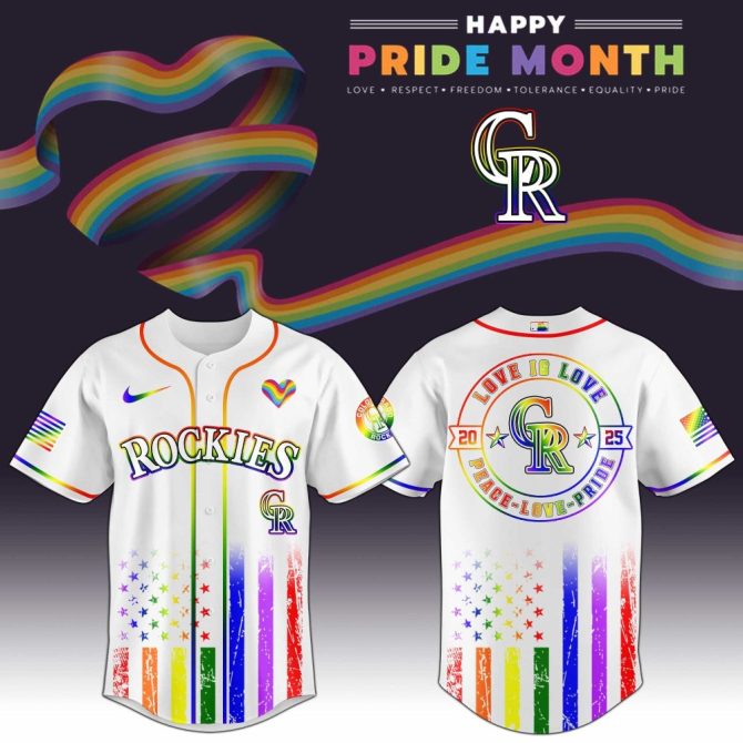 Celebrate Pride: Rockies Rainbow Baseball Jersey – Love, Peace, Equality Design