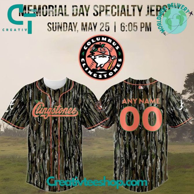 Customizable Columbus Clingstones Camo Jersey - Perfect For Memorial Day Events