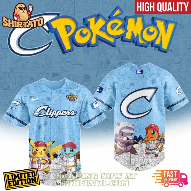 Limited Edition Pokémon X Clippers Baseball Jersey – Fast Delivery, High Quality!