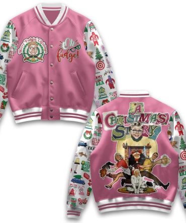 Festive Pink 'A Christmas Story' Varsity Jacket - Holiday Nostalgia In Style!