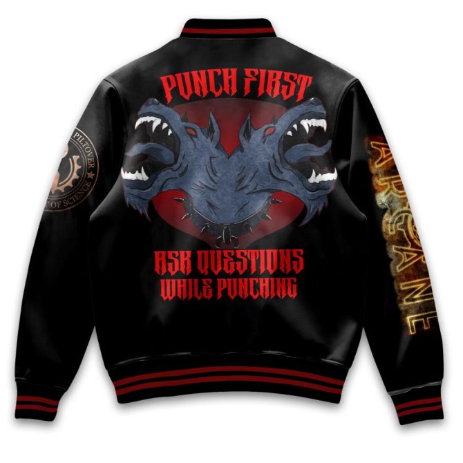 Arcane Themed Bomber Jacket - Stylish Unisex Anime Cosplay Apparel For Fans - Image 3