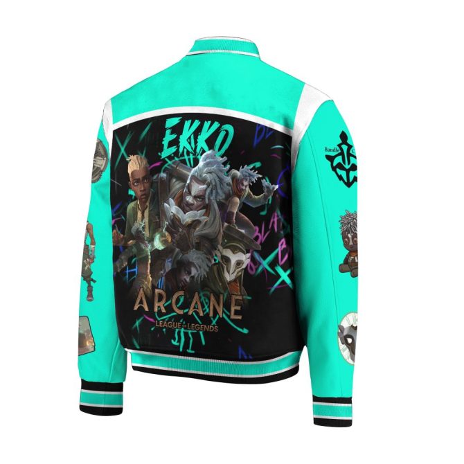 Arcane League Of Legends Varsity Jacket – Vibrant Ekko Design, Perfect For Fans! - Image 3