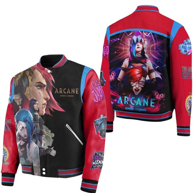 Arcane League Of Legends Bomber Jacket - Vibrant Anime Design For Gamers