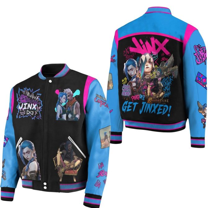 Arcane Jinx Bomber Jacket - Vibrant League Of Legends Style For Gamers , Unisex, Bold Design