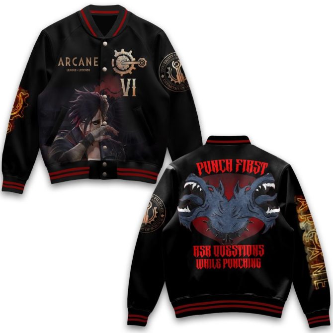 Arcane Themed Bomber Jacket - Stylish Unisex Anime Cosplay Apparel For Fans