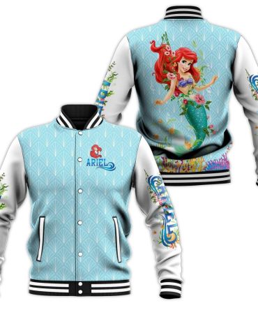 Magical Mermaid Varsity Jacket - Ariel Print, Unisex, Cozy & Stylish Gift