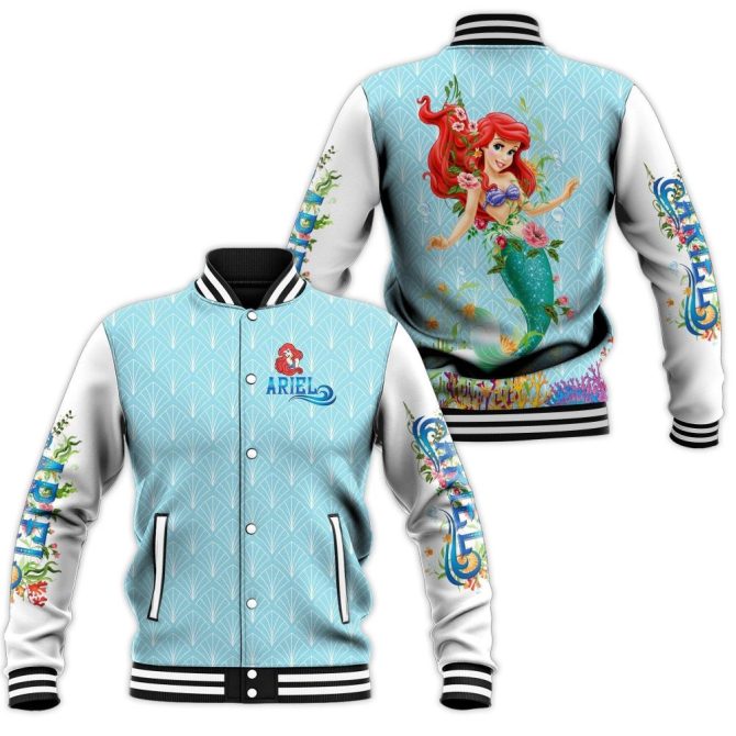Magical Mermaid Varsity Jacket - Ariel Print, Unisex, Cozy & Stylish Gift
