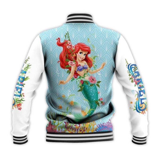 Magical Mermaid Varsity Jacket - Ariel Print, Unisex, Cozy & Stylish Gift - Image 3