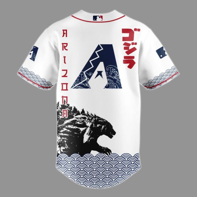 Limited Edition Godzilla X Diamondbacks Baseball Jersey - Iconic Design, Perfect Gift For Fans! - Image 3