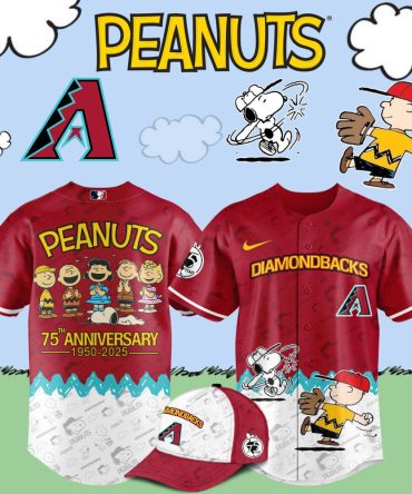 Celebrate In Style: Peanuts 75Th Anniversary Diamondbacks Jersey & Cap Set - Limited Edition!