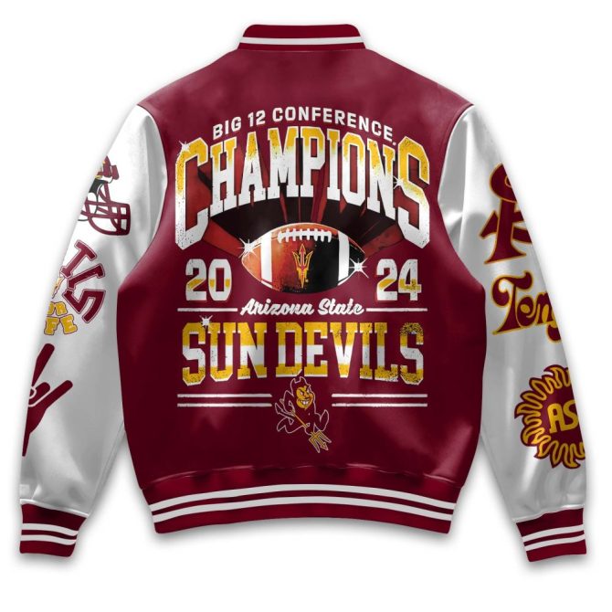 Asu Sun Devils 2024 Big 12 Champs Varsity Jacket - Limited Edition, Bold Design, Perfect For Fans! - Image 3