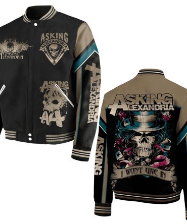 Edgy Asking Alexandria Bomber Jacket – Skull & Hat Design, Perfect For Fans!