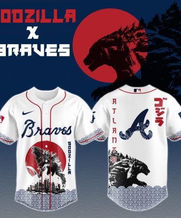 Limited Edition Godzilla X Braves Baseball Jersey - Unique Collector'S Item, Premium Quality