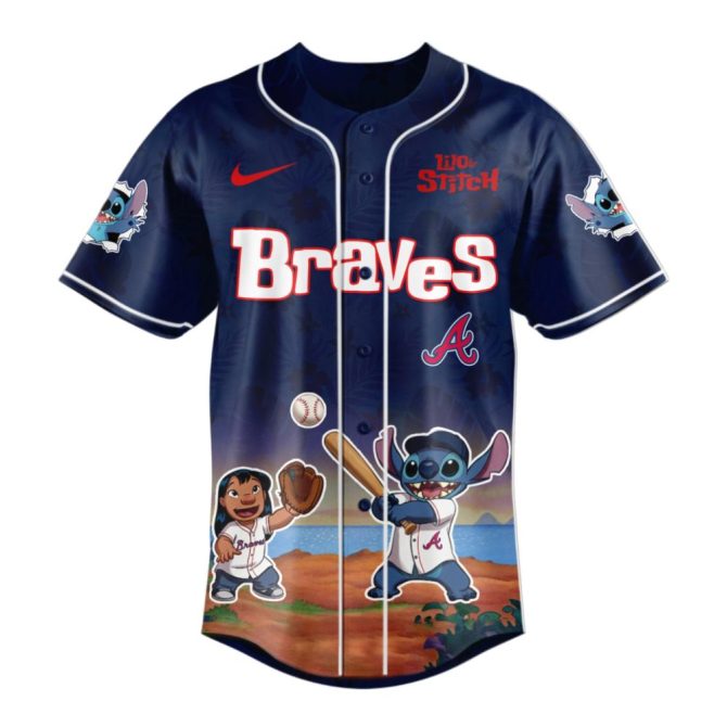 Limited Edition Lilo & Stitch Braves Baseball Jersey - Mlb Official Collaboration - Image 2