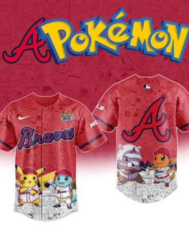 Limited Edition Pokémon X Braves Red Jersey - Pikachu & Friends Baseball Design