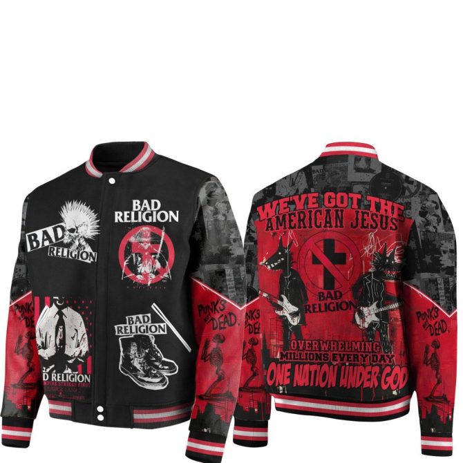 Bad Religion Punk Rock Varsity Jacket - Stylish Graphic Bomber For Fans