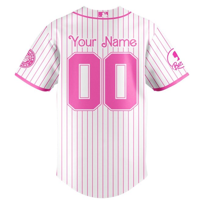 Customizable Barbie Night Game Orioles Jersey - Limited Edition Pink Baseball Apparel - Image 3