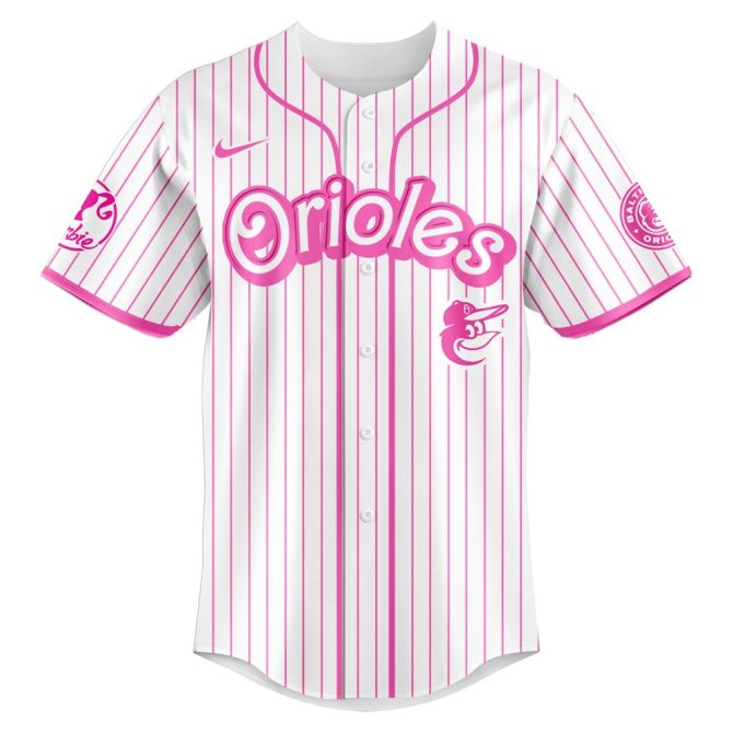 Limited Edition Barbie X Orioles Pink Jersey - Perfect For Fans! - Image 2