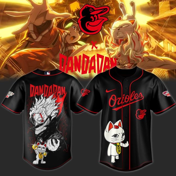 Limited Edition Dandadan X Orioles Graphic Baseball Jersey – Anime-Inspired Fashion