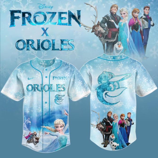 Disney Frozen X Orioles Limited Edition Baseball Jersey – Elsa, Anna, Olaf Design!