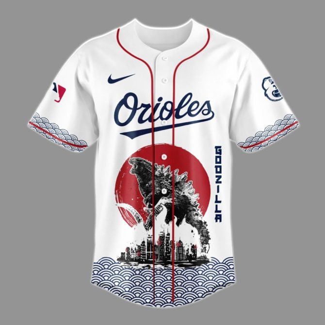 Limited Edition Godzilla X Orioles Baseball Jersey - Unique Design, Perfect Gift! - Image 2