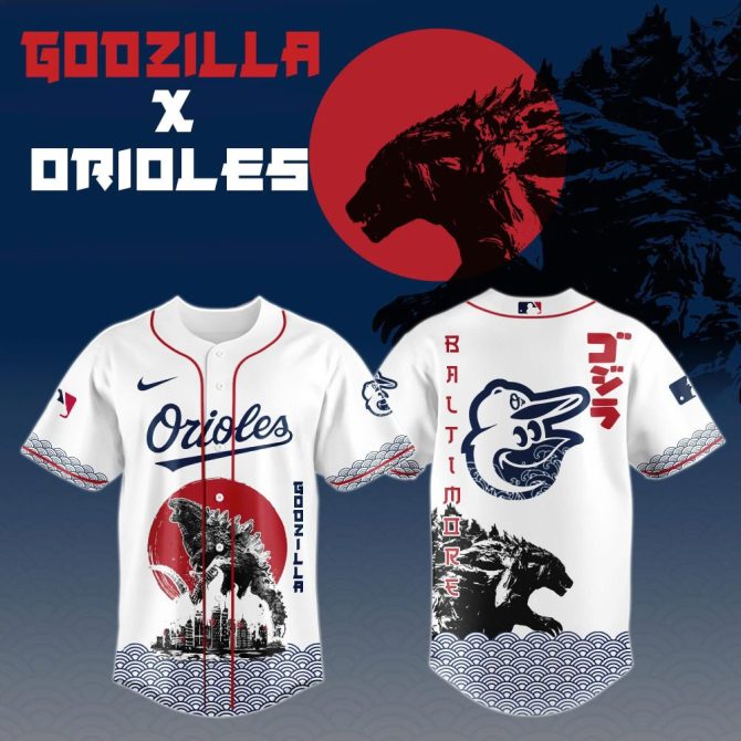 Limited Edition Godzilla X Orioles Baseball Jersey - Unique Design, Perfect Gift!
