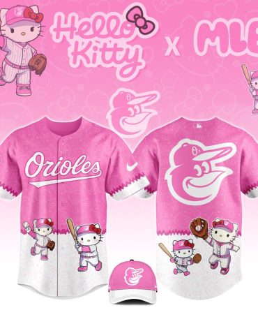 Limited Edition Hello Kitty X Mlb Orioles Pink Jersey & Cap Set - Perfect For Fans!