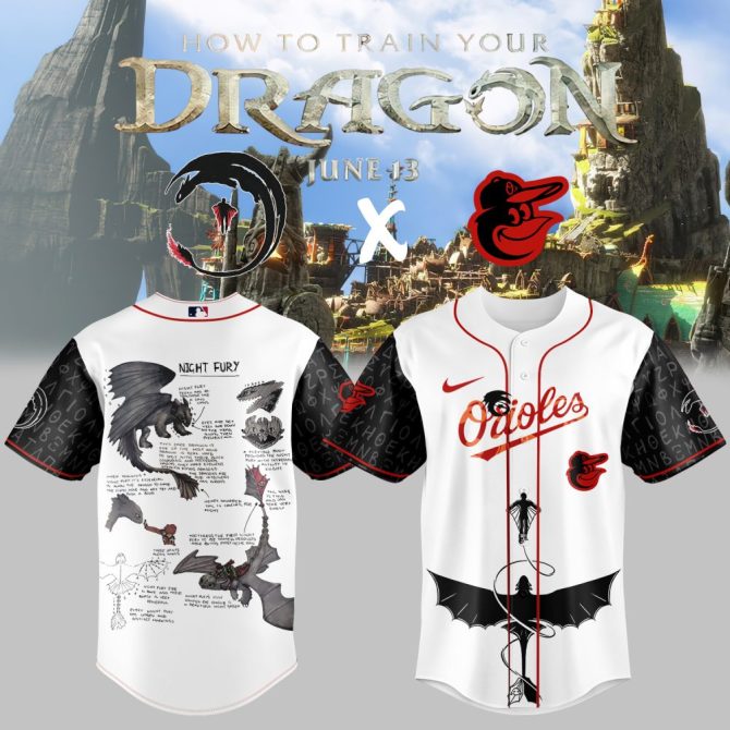 Limited Edition How To Train Your Dragon X Orioles Jersey – Night Fury Design